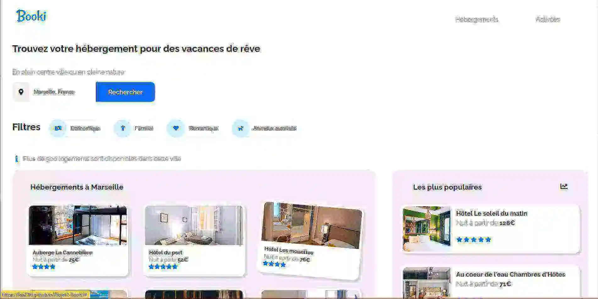 Capture d'écran du projet Booki