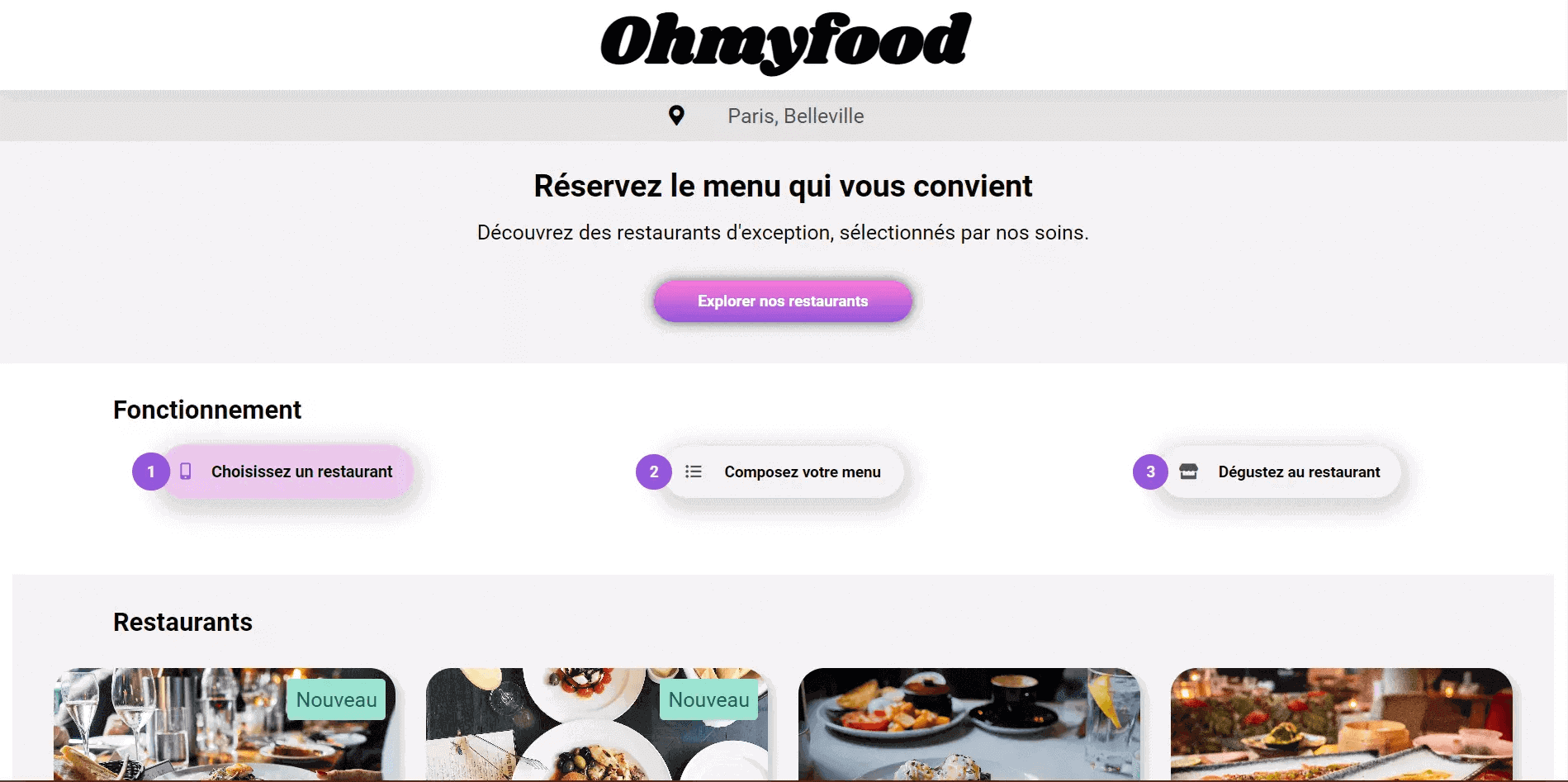 Capture d'écran du projet OhMyGood
